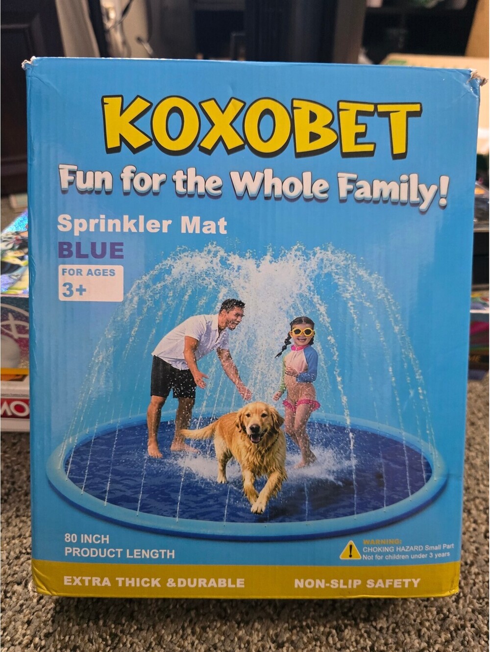 KOXOBET Splash Pad Sprinkler Mat Kids Outdoor Water Play Summer Backyard Toy